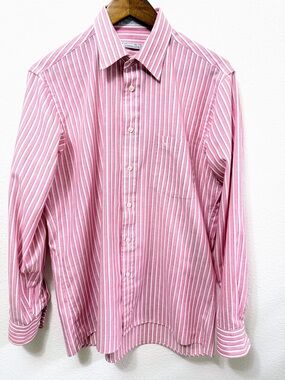Authentic Vintage Christian Dior Paris Pink Stripe Button Down Shirt